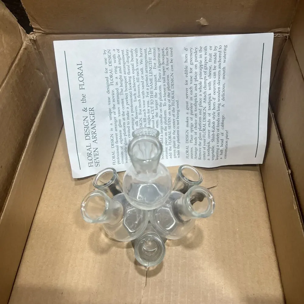Vtg Plant Propagation Station Cluster Vases 3 Pieces Set MCM Glass NEW Open Box